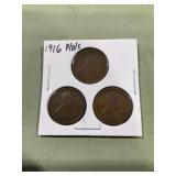 1916 P/D/S wheat cents