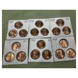 6 lots 1958 BU Wheat Cents 18 coins