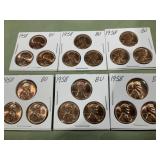 6 lots 1958 BU Wheat Cents 18 coins