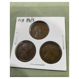 1918 P/D/S wheat cents