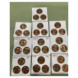 10 holders BU Wheat Cents 30 coins