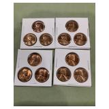 4 holders 1958 BU Wheat Cents 12 coins
