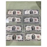 8- 2.00 red seal US Notes