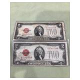 2- 1928 2.00 bills us notes