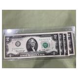 3 consecutive 1976 2.00 bills uncirculated