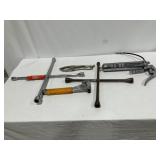 Tools, Grease Gun, Four Way Wheel Wrench. Qty-2,