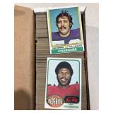 Box of vintage 1970s football cards