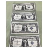 4- 1957 silver certificates XF-Unc