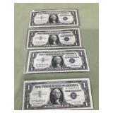 4- 1957 US Silver Certificates XF+