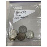 Six 40% Silver Half Dollars