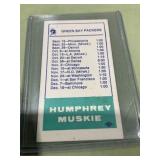 Humphrey 1968 Packers Schedule card