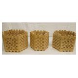 Vintage Hand Crafted Wood Planters set of 3