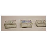 Glass Jewelry Boxes set of 3