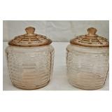 Pink Depression Manhattan Cookie Jars set of 2