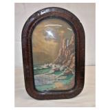 Antique Convex Glass Picture Signed Carson