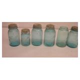Antique Blue Ball Jars set of 6