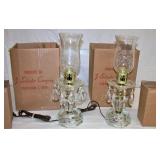 J Schrader Company Electric Crystal Lamps Pair