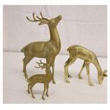 Heavy Brass Deer Figurines set of 3