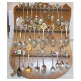Collector Spoons W Display Rack