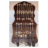 Collector Spoons w Wall Display Rack