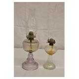 Antique Oil Lamps set 2 Turning Purple