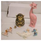 Vintage Monkey Bank Pink Cat Wall Decor