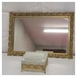 Mirrored Vanity Tray& Bohemian Crystal Jewerly Box