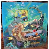 Sharks at The Silver Reef Oil on Board 49" X 50"