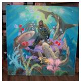 High Stakes Under Water Gamming Oil on Board