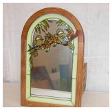 Stain Glass Mirror Wood Frame 22" X 14"