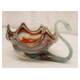 Mid Century Sooner Slag Glass Swan