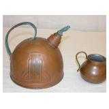 Art Deco Copper Tea Pot & Creamer