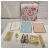 Vintage Baby Books, Brush Set & Shoes