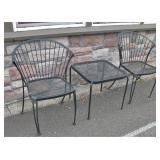 Outdoor Black Metal Chairs & Table