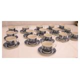 Blue Willow Made in England 32 Pcs. Cups & Saucers