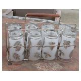 Mid Century 8 Tumblers w Wire Rack