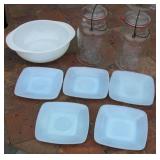 Ball Jars Pyrex Bowl Delphite Blue Saucers