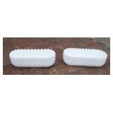 Westmoreland Diamond Milk Glass Planters set of 2