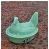 Jadeite Hen on Nest Chicken Covered Dish 5.5" L