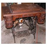 Antique Treadle Sewing Machine / Oak Cabinet