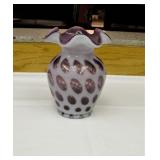 Fenton Plumb Coin Dot Vase 5.5" Tall
