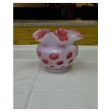 Fenton Cranberry Opalescent Vase 4" T