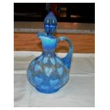 Fenton Blue Opalescent Hart Design Cruet 7" T