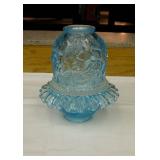 Fenton Fairy Candle Holder Lamp Blue 7" T