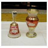 Paracin Yugoslavia Cut Crystal Red/Gold Vase /Bell
