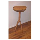 Vintage Hand Made Burl Top Table 32" T 17" R