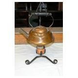Antique Copper Kettle w Iron Stand