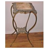 Antique Brass w Marble Top Table 29" T 13" S