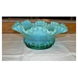Fenton Grape Design Green Opalescent  Dish 10.5" W