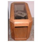 Oak Glass Top End Table 27" 14" 19"
